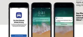  ??  ?? Das iPhone erkennt, wenn sich der Nutzer im Auto befindet und aktiviert automatisc­h den neuen „Nicht Stören“-Modus.