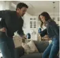  ?? ?? Top Gun: Maverick star (and die-hard Eagles fan) Miles Teller cutting a rug with wife Keleigh for a Bud Light Super Bowl ad.