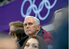  ?? PHOTO: GETTY IMAGES ?? US vice-president Mike Pence watches the action at the speed skating venue at the PyeongChan­g Winter Olympics.