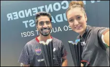  ?? TWITTER ?? G Sathiyan (L) and Manika Batra after the victory.