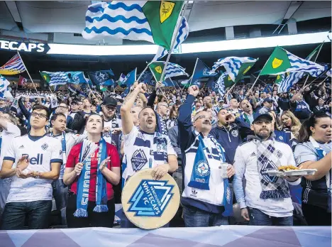  ?? DARRYL DYCK/THE CANADIAN PRESS ?? The Vancouver Whitecaps fan base came out in support of the Major League Soccer club during the playoffs last season and the club is hoping that healthy attendance carries over to the coming season, which kicks off March 4 when Montreal visits B.C. Place.