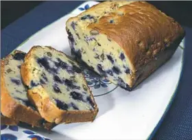  ?? Nate Guidry/Post-Gazette photos ?? Each slice of the Blueberry-Pecan Bread is loaded with berries and nuts.