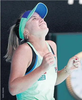  ??  ?? Sofia Kenin reacts after beating Ashleigh Barty.
