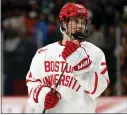  ?? DAVID BERDING — GETTY IMAGES ?? Macklin Celebrini of Boston University figures to go No. 1in this year's draft.