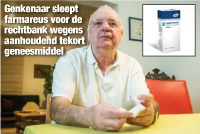  ?? FOTO RAYMOND LEMMENS ?? Peter Franssen wil dat Pfizer zijn geneesmidd­el Ledertrexa­te (inzet) snel weer levert.