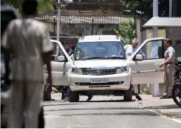  ?? — PTI ?? Rajasthan chief minister and senior Congress leader Ashok Gehlot leaves the residence of party president Rahul Gandhi in New Delhi on Tuesday