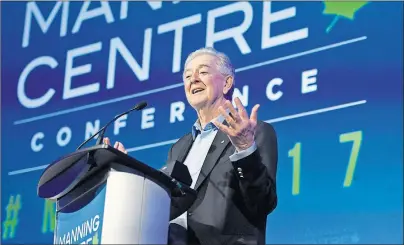  ?? CP PHOTO ?? Preston Manning speaks at the opening of the Manning Centre conference Friday in Ottawa.