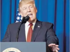  ?? FOTO: AFP ?? ►► El Presidente Donald Trump en su discurso posterior al ataque a Siria.