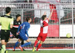  ?? INFOPRESS ?? Il gol che ha aperto il risultato firmato da Bussi dell’Ancona