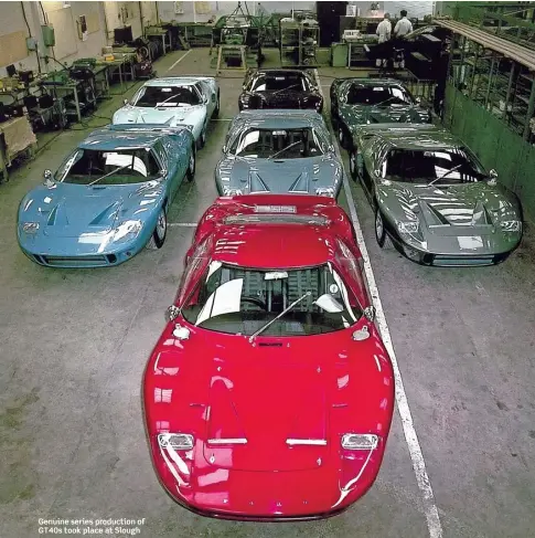  ??  ?? Genuine series production of GT40s took place at Slough