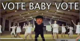  ??  ?? A screenshot from Michael Healy Rae’s ‘Gangnam Style’-inspired ‘get out the vote’ video on ‘MHR TV’