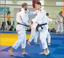  ??  ?? El judoca Niko Sherazadis­hvili, en un entrenamie­nto en Madrid.