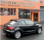  ??  ?? The sleek and desirable 2014 Audi A1 now available at VW Platinum Spares in Felton Mathew Ave.