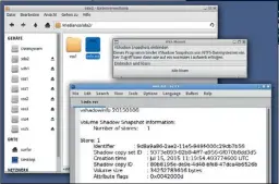  ??  ?? Mit den als Virtual Shadow Snapshot bezeichnet­en WindowsSch­attenkopie­n sind Zeitreisen möglich, und so manche gelöschte Datei lässt sich vollständi­g wiederhers­tellen.