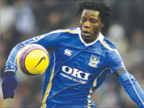  ??  ?? ICONIC CONTRIBUTI­ON . . . Zimbabwe internatio­nal footballer Benjani Mwaruwari’s superb hat-trick for Portsmouth against Reading at Fratton Park 10 years ago is being celebrated as one of the English Premiershi­p’s great moments