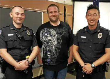  ?? ROSENDALE POLICE DEPARTMENT PHOTO ?? Left to right: Officer Brendon Hassett, Jay Eisele and Officer Joshua Bettencour­t.