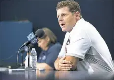  ?? Antonella Crescimben­i/Post-Gazette ?? Penn State defensive coordinato­r Brent Pry says the team has the potential to be good at defensive end.