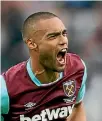  ??  ?? Winston Reid celebrates his late winner for West Ham.