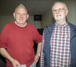  ??  ?? Listowel Men’s Shed members Tom McCarthy and Michael Cronin attending the Mental Health Seminar at the Listowel Commnity Centre last week.