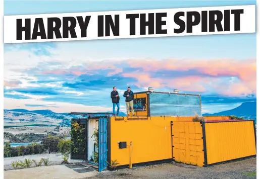  ??  ?? CHEERS: Harry Foster and Tyler Clark have founded 7K Distillery in Tasmania.