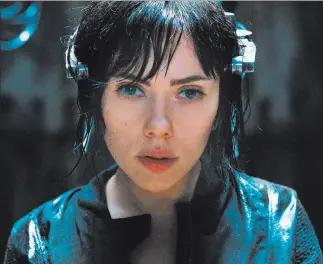  ?? PARAMOUNT PICTURES/DREAMWORKS PICTURES ?? Scarlett Johansson portrays The Major in the big-screen version of the anime classic “Ghost in the Shell.”