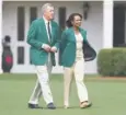  ?? JACK GRUBER, USA TODAY SPORTS ?? Condoleezz­a Rice wears her green jacket at Augusta National.