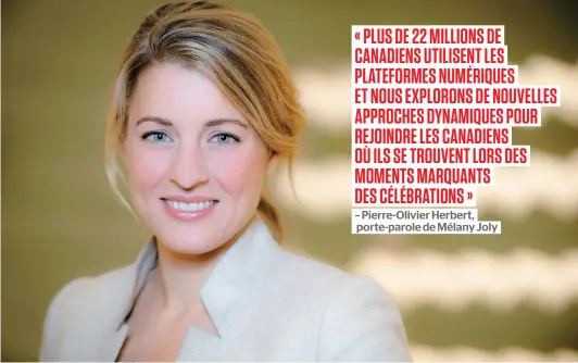  ??  ?? C’est Patrimoine canadien, le ministère de Mélanie Joly, qui a dépensé le plus pour des filtres commandité­s sur Snapchat en 2016.