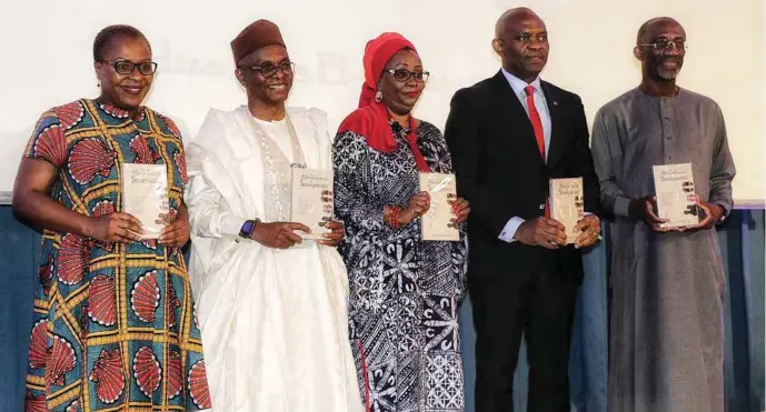  ??  ?? L-R: Chief Executive, Ouida Books Publishing company and Director, Ake' Art and Book Festival, Mrs. Lola Shoneyin; Kaduna State governor, Mallam Nasir el-Rufai; Author of 'An Abundance of Scorpions' and Kaduna State First Lady, Hadiza Isma el-Rufai;...