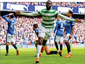  ??  ?? CLINCHER: Odsonne Edouard celebrates scoring Celtic’s winner at Ibrox last month