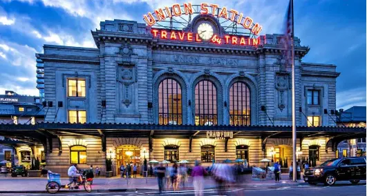  ??  ?? Union Station in downtown Denver, while you’ll find one of America’s best breakfasts at Snooze diner — and probably some trains too