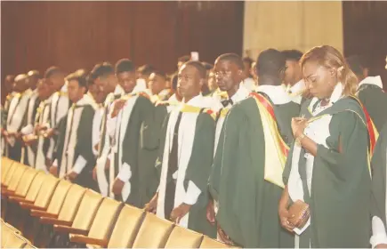  ?? (Photo by Keno George) ?? Some of the graduates at the University of Guyana’s 51st Convocatio­n ceremony yesterday morning at the National Cultural Centre.