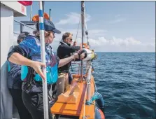  ?? Photograph: Jane Morgan WWF UK. ?? The team at WHOI prepare to deploy their underwater robot camera.