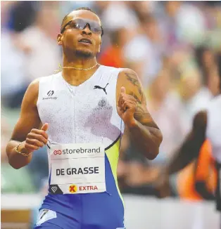  ?? ANNIKA BYRDE/NTB/AFP VIA GETTY IMAGES ?? Sprinter Andre De Grasse is among Canada's best medal hopes on the track. De Grasse will compete in the 100m, 200m and 4x100m relay.