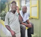  ?? S LAHA / HT ?? Viv Richards’ brothers, and Mervyn (left) and Donald in front of the house where the legend grew up in Antigua.