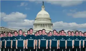  ?? Photograph: Michael Reynolds/EPA ?? Cutouts of Facebook CEO Mark Zuckerberg placed outside the Capitol in protest ahead of his testimony before a joint hearing of the Senate Judiciary and Commerce Committees in 2018.