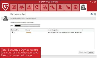  ??  ?? Total Security’s Device control lets you restrict who can save files to connected drives