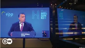  ??  ?? Wird es in Zukunft nicht mehr geben: Ungarns Premier Viktor Orbán spricht auf dem EVP-Kongress in Helsinki 2018