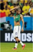  ?? Matthew Lewis/Getty Images ?? Brazil’s Neymar acknowledg­es the fans after his team beat Cameroon 4-1