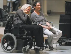  ?? Paul Chinn / The Chronicle 2013 ?? Axis Dance Company co-founder Judith Smith (left) watches a 2013 rehearsal with choreograp­her Victoria Marks. Smith will retire in February.