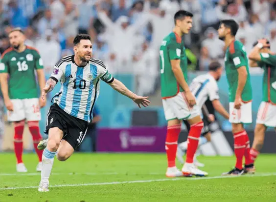  ?? Photos / Getty Images ?? Lionel Messi’s important goal for Argentina against Mexico is helping the World Cup hit the heights.