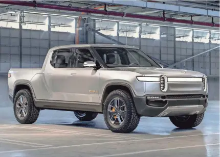  ?? RIVIAN AUTOMOTIVE LLC ?? The R1T pickup is one of two models that Rivian hopes to have in production by the end of 2020.