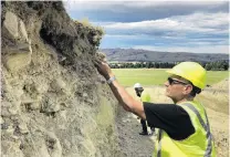  ?? PHOTO: SUPPLIED ?? Prof Mark Stirling working at the Hyde Fault near Middlemarc­h.