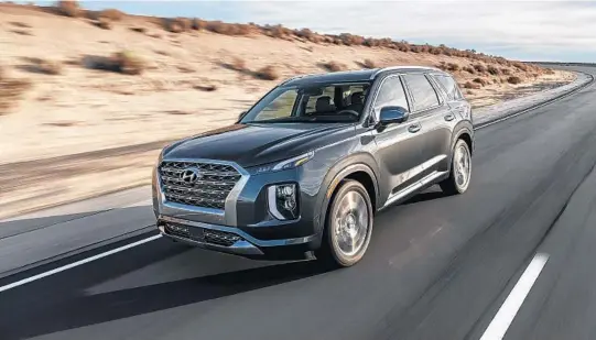  ?? DREW PHILLIPS/HYUNDAI ?? The Palisade, Hyundai’s three-row SUV, rides high and offers spaciousne­ss and luxury.