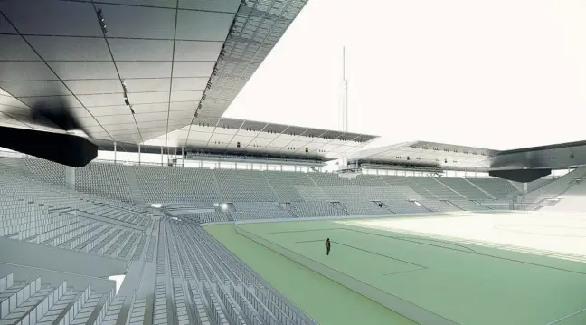  ?? ?? Spalti Uno dei rendering presentati ieri dallo studio Arup nel quale si vedono le nuove tribune dello stadio Franchi