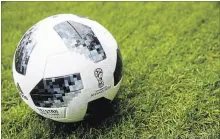  ?? ALEYEV YEGOR TASS ?? A Telstar 18 soccer ball is seen on the pitch of Kazan Arena Stadium, a venue for World Cup matches.