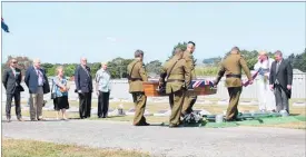  ??  ?? Jack Martin was accorded a military burial by 2 Engineers’ Regiment led by warrant officer Greg Hinch at the Pahiatua RSA cemetery at Mangataino­ka.