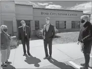  ?? TAYLOR HARTZ/THE DAY ?? Gov. New Lamont visited a mobile vaccine clinic held Wednesday at the Rose City Senior Center in Norwich.