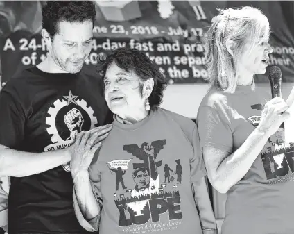  ?? Tom Fox / Dallas Morning News ?? Texas civil rights attorney Efren Olivares, left, says he sprang into action when the Trump administra­tion began separating children from parents in 2018. He joins civil rights activist Dolores Huerta and Kerry Kennedy at a June 2018 rally in McAllen.