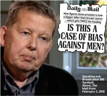  ??  ?? Speaking out: Broadcaste­r Bill Turnbull. Above, The Mail from February 2, 2018