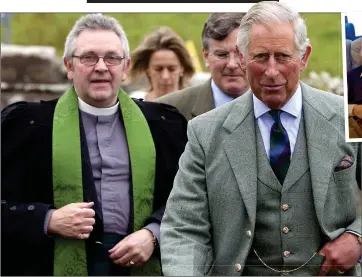  ?? ?? DISGRACED: The now suspended Rev Ivan Warwick accompanie­s the then Prince Charles into church